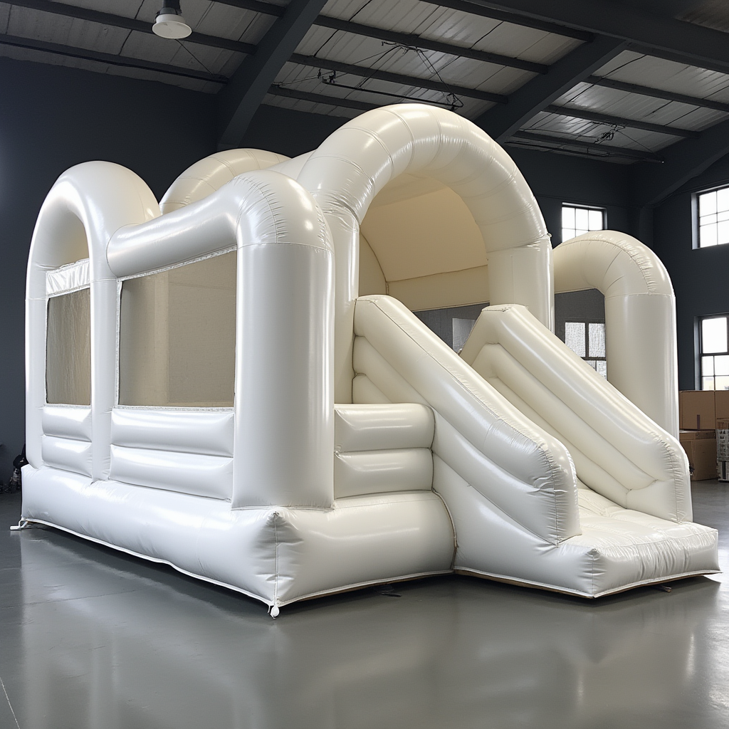 White Dual Slide Inflatable with Arched Roof