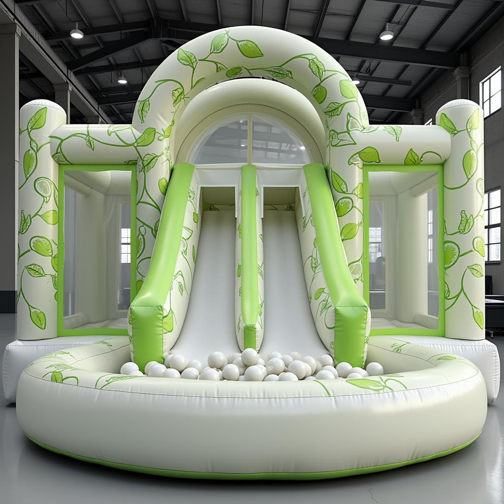 Green Vine Inflatable Slide with Ballpit