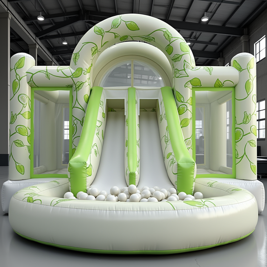 Green Vine Inflatable Slide with Ballpit