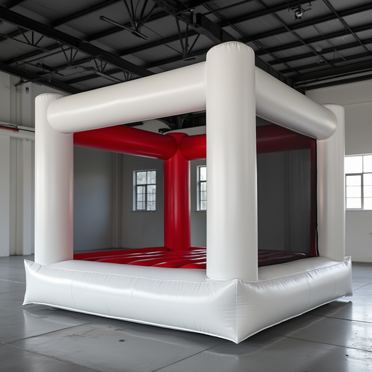 White and Red Frame Bounce House