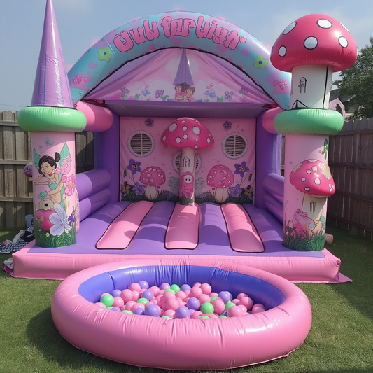 Fairy Tale Mushroom Bounce House with Ball Pit