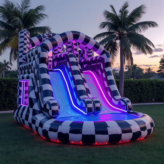 Neon Nights Dual Slide Water Bouncy Castle