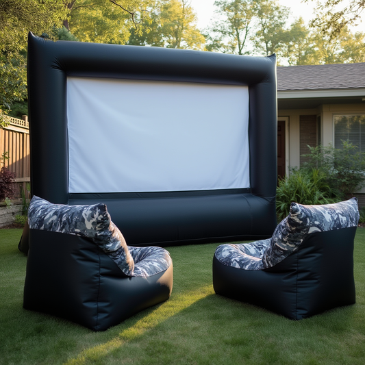 Black & Grey Camo Inflatable Outdoor Movie Set