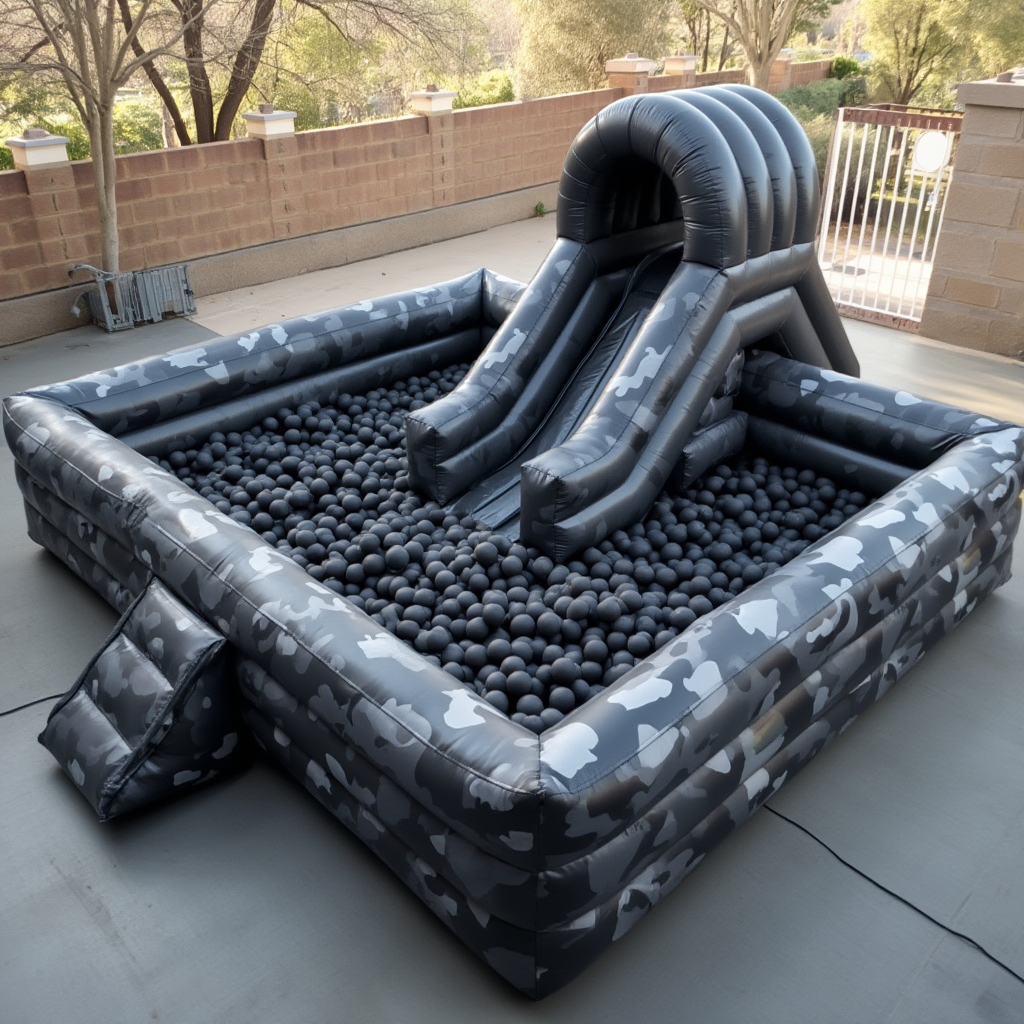 Grey Camo Ball Pit & Slide Inflatable