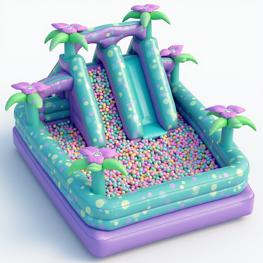 Tropical Paradise Inflatable Ball Pit with Slide