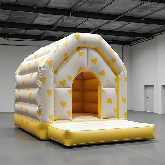 Yellow & White Heart-Patterned Inflatable Bouncy House