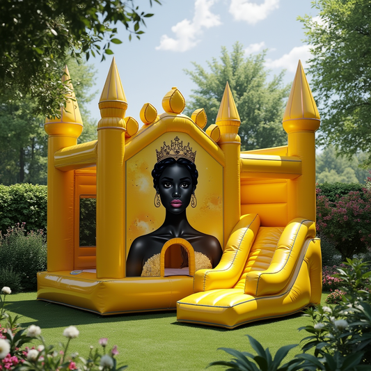 Golden Royalty Bouncy Castle with Slide