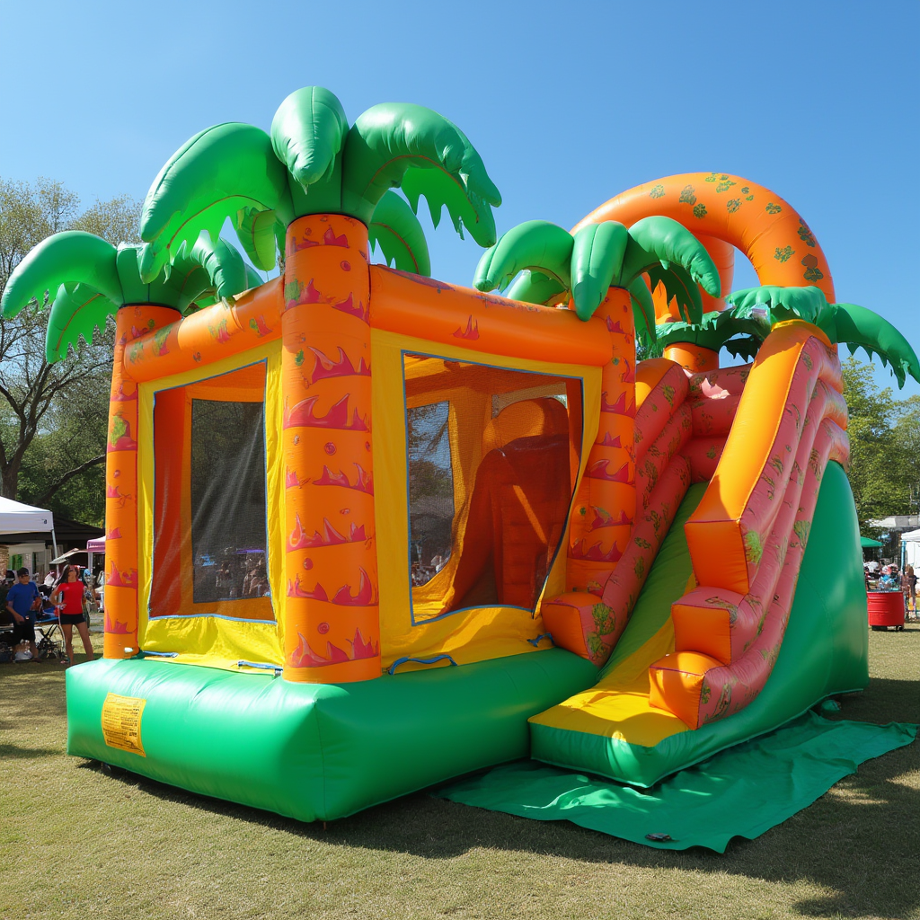 Tropical Bounce House with Dual Slides