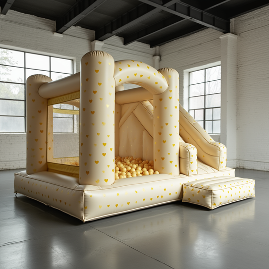 Yellow Heart Themed Inflatable Bounce House