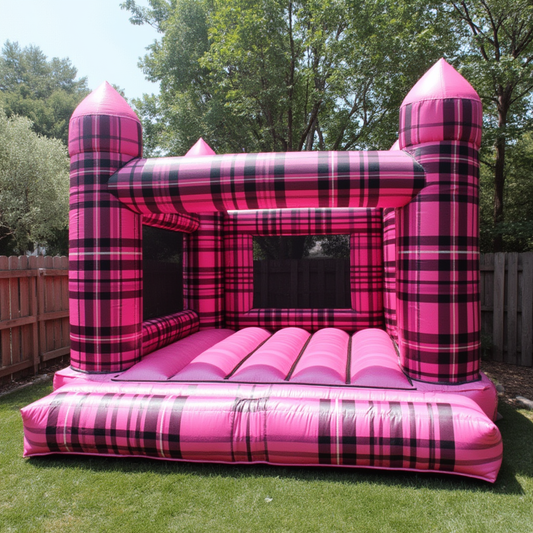 Pink Plaid Open-Concept Bounce House