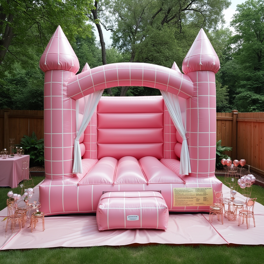 Pink Grid Luxury Bounce Castle