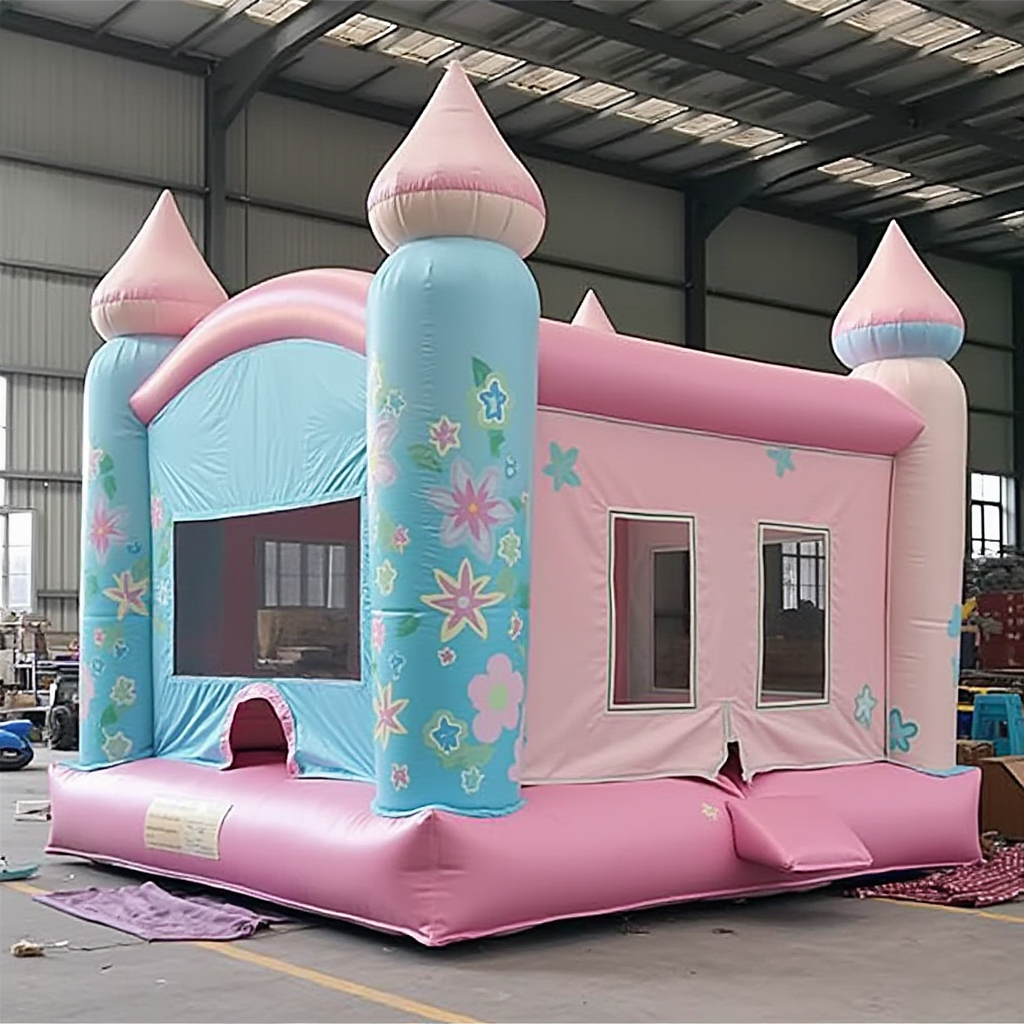 10ft Pastel Pink & Blue Floral Bouncy Castle