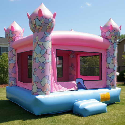 10ft Pink & Blue Gemstone-Themed Bouncy Castle